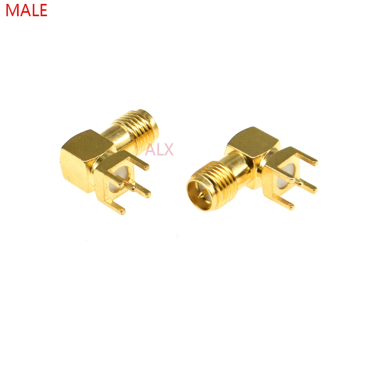 10pcs sma-kwe Rf Adapter Male Plug Right Angle 90 Degree Antenna  Connector Pcb Mount Thru Hole