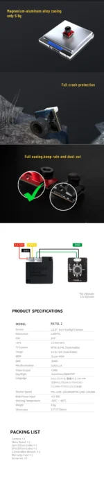 Caddx Ratel 2 V2 FPV Camera Ratel2 2.1mm Lens 16:9/4:3 NTSC/PAL Switchable With Replacement Lens Micro FPV Camera Drone - Image 10