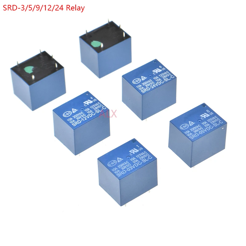 5PCS Relay SRD-5VDC-SL-C SRD-12VDC-SL SRD-3VDC SRD-9VDC-SL-C relays 4Pin 5Pin 3V/5V/9V/12V DC Power Relays T73