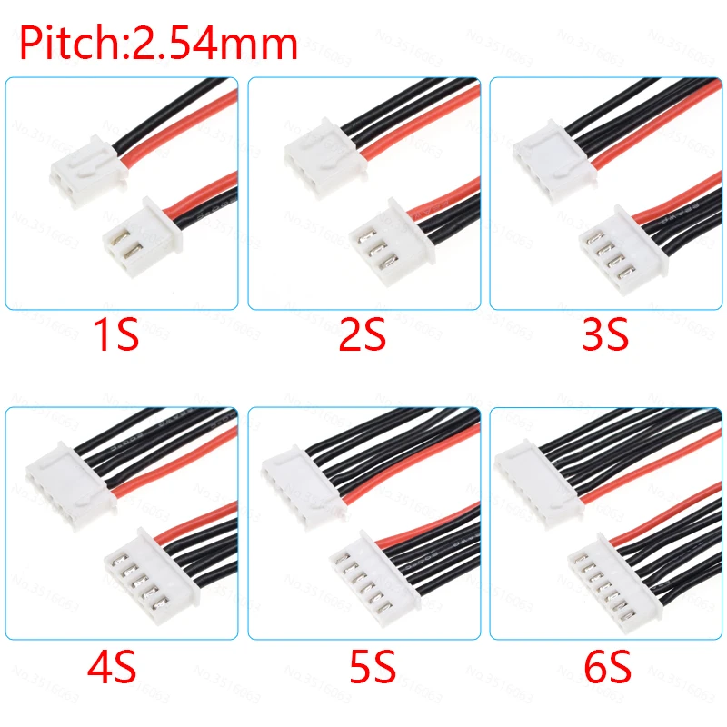 5/10Pcs 1S 2S 3S 4S 5S 6S 22AWG Silicone RC Model Lipo Battery Balancer Charger Plug Wire Connector 2.54mm JST-XH Cable IMAX B6
