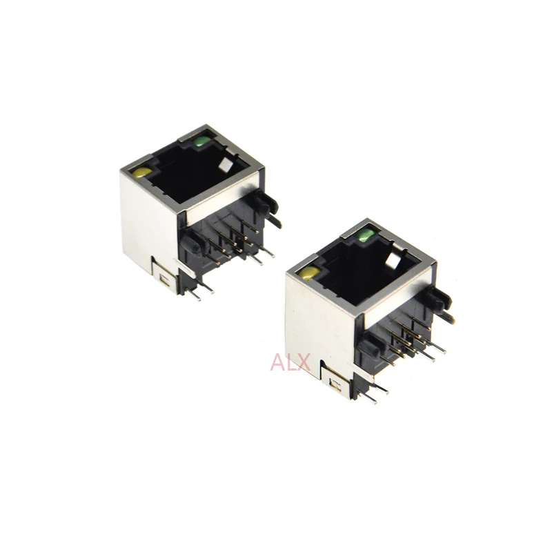 5/10PCS RJ45 Network Ethernet FEMALE SOCKET with light RIGHT ANGLE 56 8P8C female jack connector