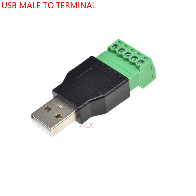 1PCS USB A-type 2.0 MALE PLUG TO 5PIN SCREW terminal connector PITCH 3.5mm usb-a USB-2.0 Converter adapter