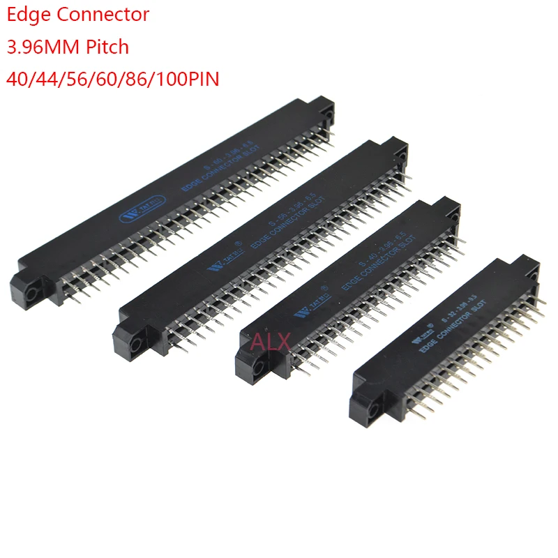 1pcs Edge Card Connector Slot 3.96 mm Pitch 40/44/56/60/86/100 Pin PCB Gold Finger Socket Through Holes