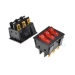 2PCS KCD4 three ways 9 PIN Push Button rocker Switch with red led light ON/OFF   power switches 16A 30A/250V Triple 9PIN