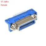 5PCS PCS 57 Series 24 pin female plug connector right angle PCB Mount Type for computer printer 24pin