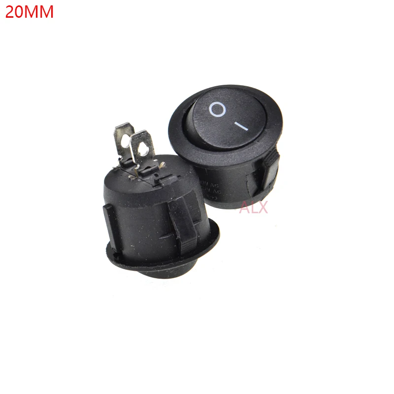5pcs 20mm Diameter 2pin Black Small Round Push Button Rocker Switch on/off   Power Switches 3a/250v 6a/125v