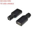 2pcs 5v Dc 5.5*2.1mm Female Jack To Usb 2.0 Female Socket type-a Connector Dc Power Charger Adapter Converter 5.5x2.1mm 5.5*2.1