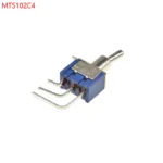 5PCS BLUE MINI MTS-102C4 RIGHT ANGLE Miniature toggle switch Panel Mount SPDT 3PIN ON-ON power switch 6A/125V 3A/250V MTS102C4