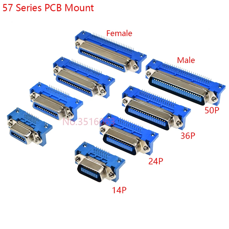 S6eab6e670f6e49e2b68c45b5184485aan-1.webp 1PCS Male Female Centronics Connector 57 Series 14/24/36/50Pin 90 Degree PCB Mount DIP Type Printer Socket - Image 1