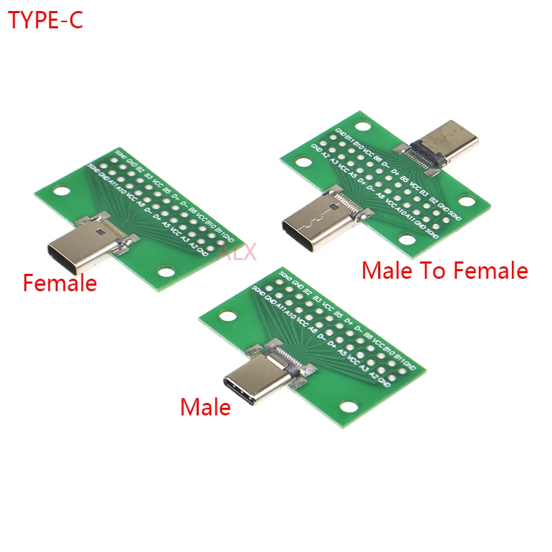 1pcs type-c Male To Female Usb 3.1 Test Pcb Board Adapter Type C 24p 2.54mm Connector Socket For Data Line Wire Cable Transfer