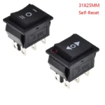 2PCS Self Reset Rocker Switch Momentary KCD4 Power Switch ON-OFF-ON Reset 3 Position 6 Pins 16A 250VAC/ 20A 125VAC