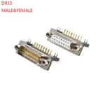 1PCS 3U Gold Plated Solid Pin DR15 MALE feMALE PCB Mount serial port CONNECTOR RIGHT ANGLE D-Sub COM CONNECTORS 15pin Adapter