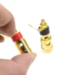 2Pcs 40MM Brass Speaker Binding Post Gold Plated Spring Loaded Press Terminal Connectors - Image 4