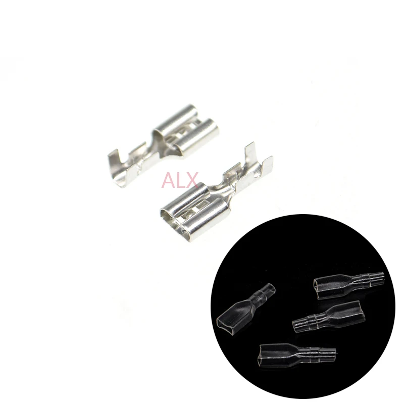 S7b77a9abe51f40f89f232c77e315ed56p.webp 100Sets(200PCS) 6.3mm crimp terminal female spade connector Splice With Case 6.3 MM Cold pressed terminals - Image 1