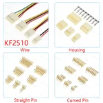 KF2510 2510 Connector With Wire Cable Female Housing Shell+Terminal Straight/Curved Male Pin Header Socket 2.54mm 2/3/4/5/6/7/8P