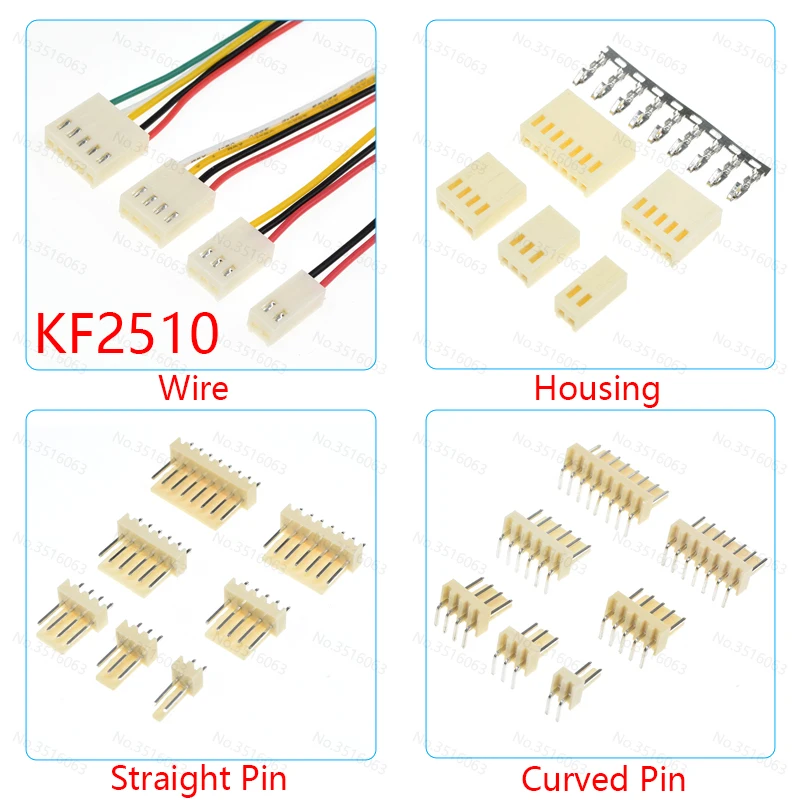 S7bb2a1b6dcd343c7a45dbbefc24aa5530.webp KF2510 2510 Connector With Wire Cable Female Housing Shell+Terminal Straight/Curved Male Pin Header Socket 2.54mm 2/3/4/5/6/7/8P - Image 1