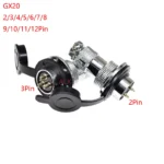 GX20 20MM aviation connector With Flange male & female 2/3/4/5/6/7/8/9 pin wire panel connector aviation plug socket 2pin 3pin