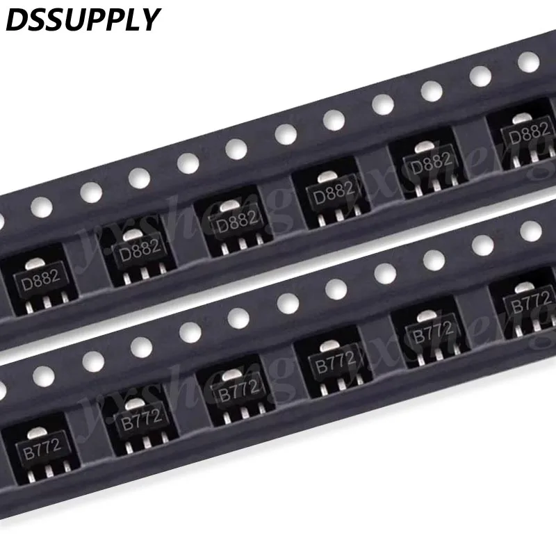 20Pcs B772 D882 10Pairs 2SD882 2SB772 Transistor SOT89 NPN/PNP SOT-89 SMD New And Original Chipset