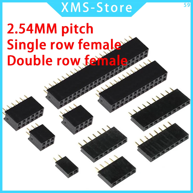 Single Row Pin Female Header Socket Double row female Pitch 2.54mm 2p 3p 4p 5p 6p 7p 8p 9p 10p 12p 14p  20p 22p 40p Connector