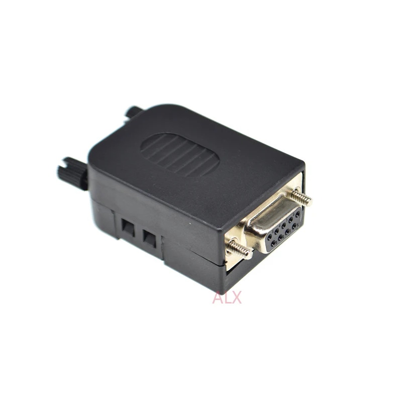 1pcs Db9 9pin Female Plug Serial Port Connector Terminal Adapter With Black Shell d-sub Com Rs232 Rs485 Wire Cable Free Solder
