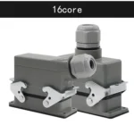 Industrial Rectangular Heavy Duty Connector HDC-HE-4/6/10/16/20/24/32/48 Core Pin 16A Waterproof Aviation Plug top and side - Image 29