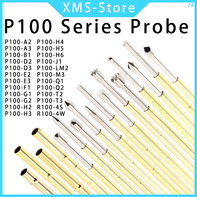 1 pack/100pcs P100 series probe test pin Retractable spring thimble P100-A2/A3/B1/D2/D3/E2E3//F1/H1/G2/H2/H3/H4/H5/H6/J1/LM2/M3