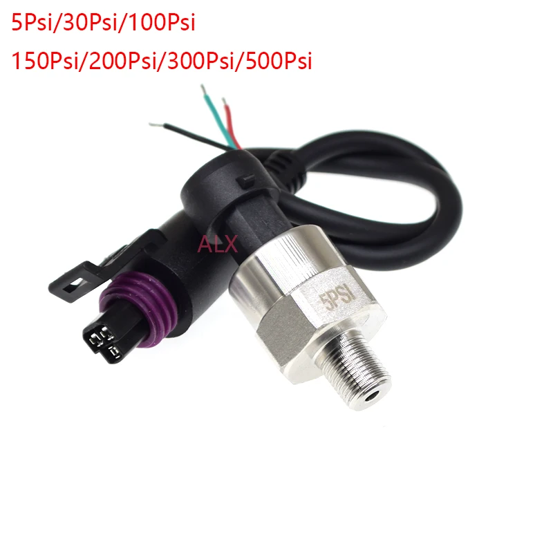1Pcs 1/8NPT Thread Pressure Gauge Transducer Stainless Steel Pressure Sender Sensor for Oil Fuel Air Water 500PSI 100PSI 200PSI