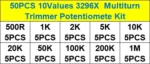 50PCS 3296 3296X Multiturn Trimmer Potentiometer Kit High Precision 500R~1MΩ Variable Resistor With Free Box Electronic Diy Kits - Image 3