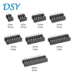 66PCS/lot with Box DIP IC Sockets Adaptor Solder Type Socket Kit 6 8 14 16 18 20 24 28 Pin DIP-6 DIP-8 DIP-14 IC Connector - Image 2