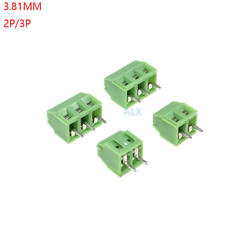 10PCS 3.81-2P 3P 3.81MM pitch straight pin pcb screw terminal block connector 2PIN 3PIN green 3.81 2P 3 PIN