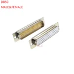 1PCS 3U Gold Plated Solid Pin DB50 MALE FEMALE CONNECTOR Solder Type D-Sub 50pin serial port Adapter 50 pin 50P