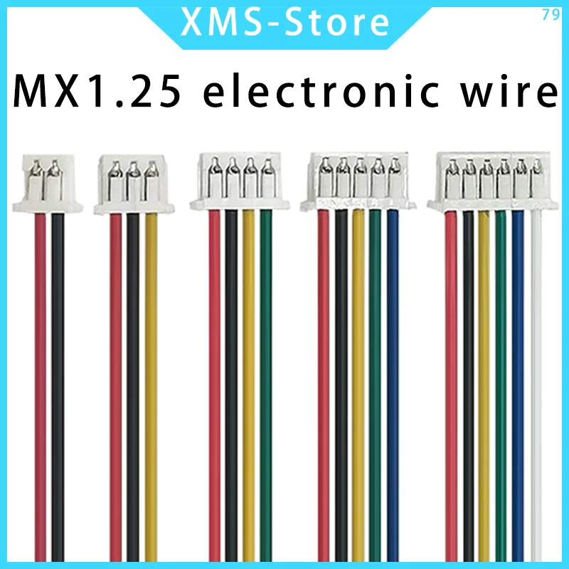 10PCS JST MX1.25 MX 1.25mm Wire Cable Connector 2/3/4/5/6/7/8/9/10/12 Pin 1.25MM Pitch Plug 10CM/20cm/30CM Wire Length 28AWG