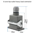 Industrial Rectangular Heavy Duty Connector HDC-HE-4/6/10/16/20/24/32/48 Core Pin 16A Waterproof Aviation Plug top and side - Image 5