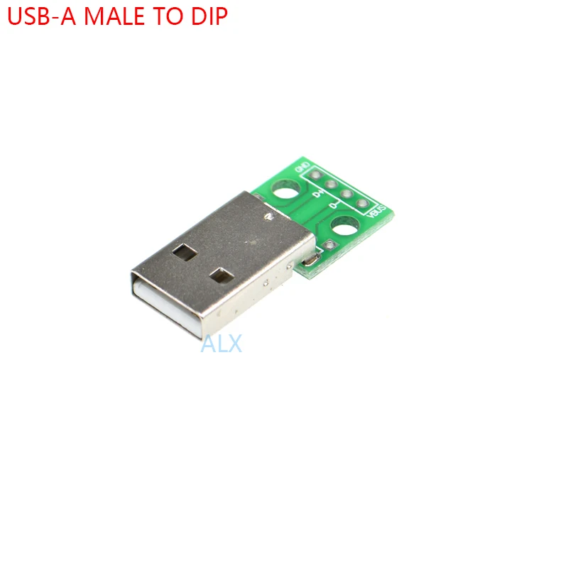 10pcs Usb a-type 2.0 Male Plug To Dip Board Pitch 2.54mm usb-a usb-2.0 Male Plug Connector Converter Adapter