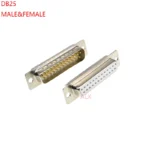 1PCS 3U Gold Plated Solid Pin DB25 MALE FEMALE CONNECTOR Solder Type D-Sub 25pin serial port COM Adapter 25 pin 25P