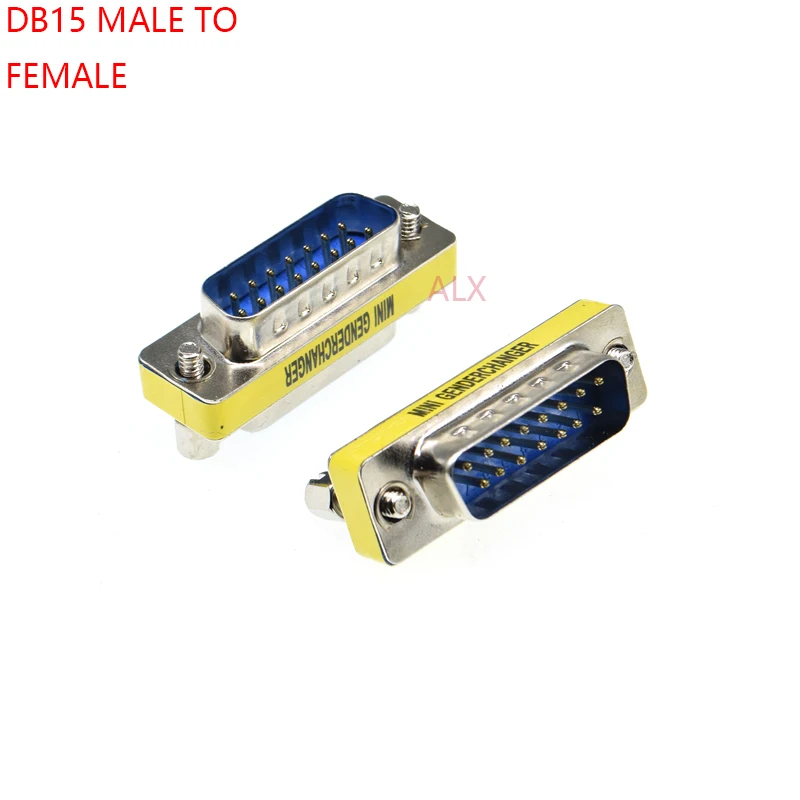 2PCS DB15 15pin 2 ROW MALE to FEmale serial port CONNECTOR D-Sub COM CONNECTORS 15 pin 15p Mini Gender Changer Adapter