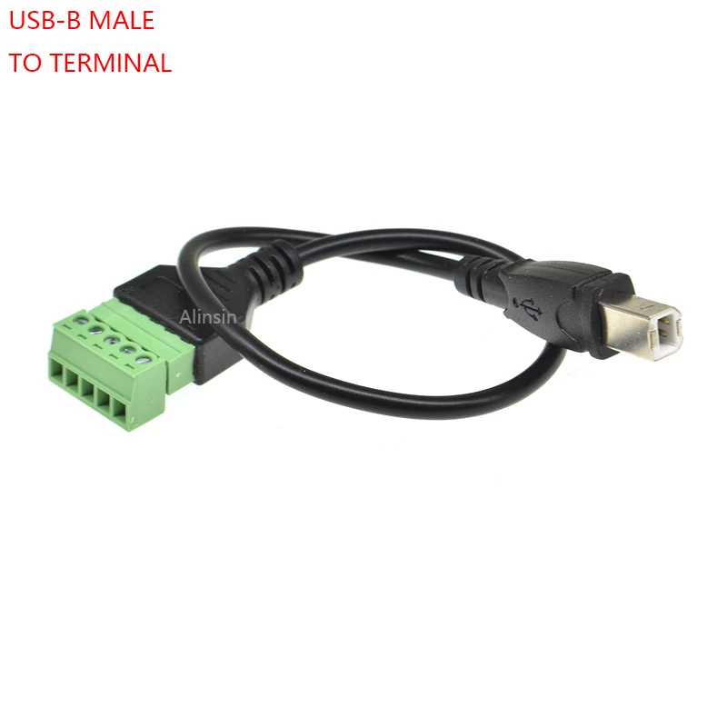 1PCS USB TYPE B MALE PLUG TO Screw TERMINAL 5PIN CONNECTOR WITH 25CM WIRE USB ADAPTER USB B TO TERMINAL