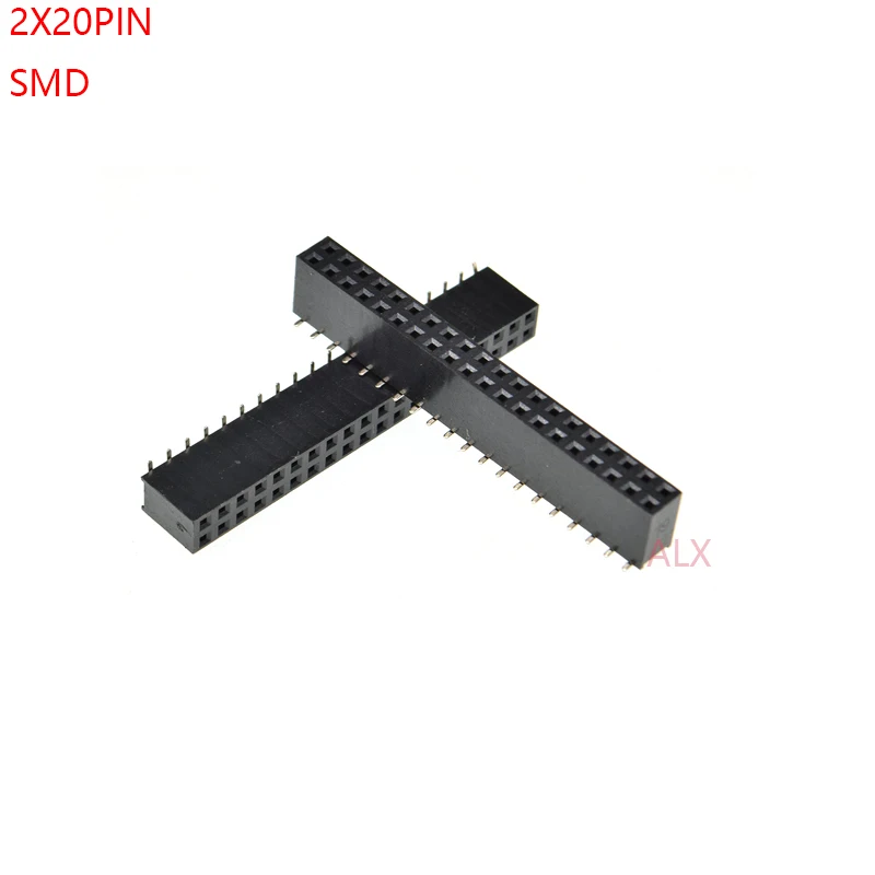 2pcs Smt Smd 2x20 Pin Double Row Straight Female Pin Header 2.54mm Pitch Connector Socket 2*20 40pin 2x20p 2x20pin For Pcb Board