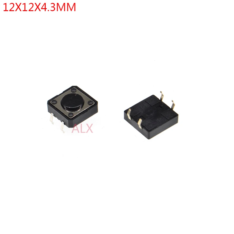 30PCS 12X12x4.3mm 4PIN dip TACT push button switch Micro key power tactile switches 12x12x4.3 12*12*4.3MM Light touch