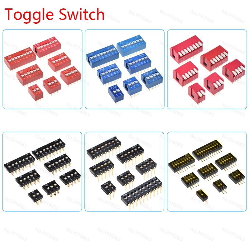 S8b2134d0651245b099dfe5ee4bedac56E.webp 5/10PCS 1.27mm/2.54mm Pitch Slide Toggle Switch Dip/Smd/Right Angle Double Row 1/2/3/4/5/6/8/10/12 Position/Bit/Way/Channel/Pin - Image 1