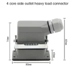 Industrial Rectangular Heavy Duty Connector HDC-HE-4/6/10/16/20/24/32/48 Core Pin 16A Waterproof Aviation Plug top and side - Image 4