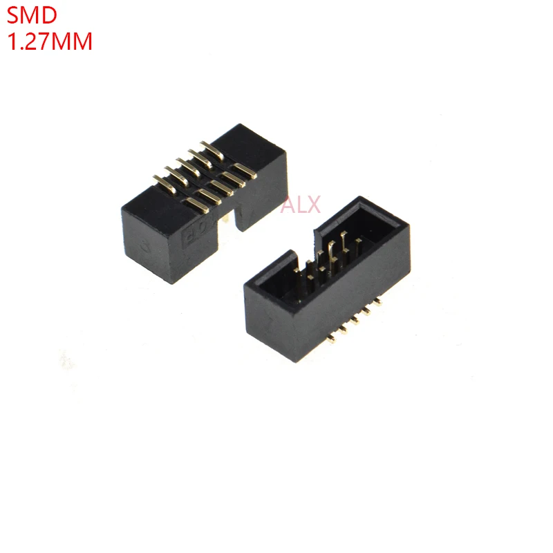 S8b9ed3c89c154a86b62491627312b22fe.webp 10pcs SMT 10 PIN 1.27MM pitch MALE SOCKET straight idc box headers PCB CONNECTOR DOUBLE ROW SMD 2x5PIN 2X5 10P DC3 HEADER - Image 1