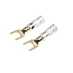 2Pcs Gold plated Y U Shape Banana Plug Audio Speaker Plugs Screw Fork Spade Cable Wire Connector for Binding Post - Image 2