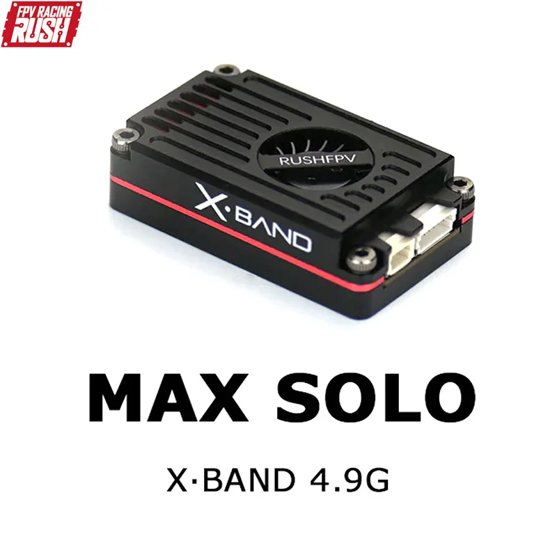 S8e456b4653bf4511ab09c868c8d4042cZ.webp RUSHFPV MAX SOLO XBAND 4.9G 2.5W 8CH Transmitter VTX 4.9Ghz CNC Shell Built-In Cooling Fan For RC FPV Range Racing Drone - Image 1