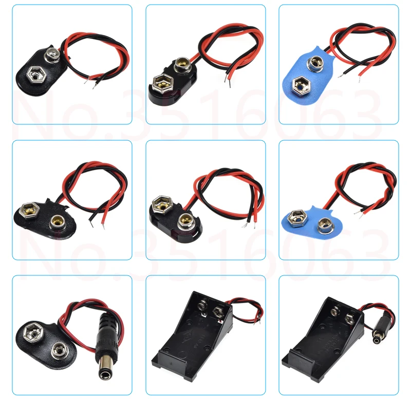 5/10pcs 9v Battery Box 9V Battery Snap Connector Clip Lead Wires Holder Wire Length 15CM For Arduino