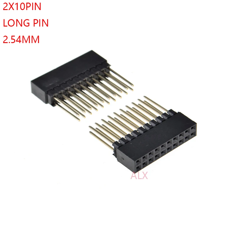 5PCS 2x10 PIN double Row Straight FEMALE PIN HEADER 2.54MM PITCH pin long 12MM Strip Connector Socket 2*10 20 PIN 2x10pin pc104