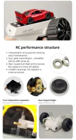 LDARC S100 Professional 1:64 Scale RC Drift Mosquito Car Rear-Wheel Drive Full-Scale Steering Static Model Grade Appearance Toy - Image 22