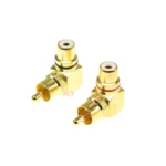 2Pcs Gold Plated Brass RCA Right Angle Male To Female Connector 90 Degree Adapters Connectors plug to jack - Image 2