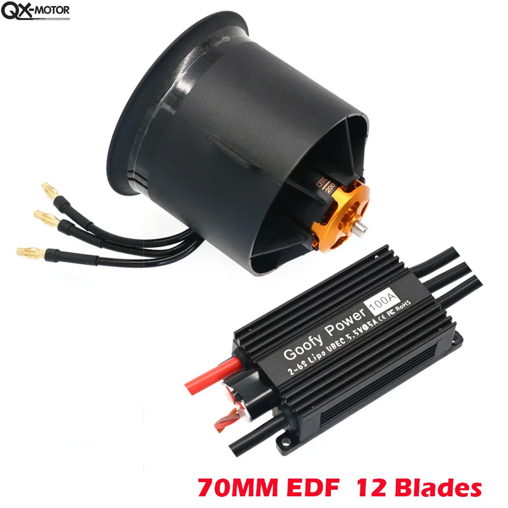 S9681ebca3d834a0aaab61e0b9b2eb786z.webp QX-MOTOR 70mm EDF QF3027 2200KV Brushless Motor CW CCW 12 Blades Ducted Fan use 100A ESC for RC Multirotor Helicopter Drone Part - Image 1