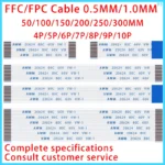 10PCS FPC FFC Cable Ribbon Flexible Flat Cable 4P/5P/6P/7P/8P/9P/10P/11P/12P/13P 0.5MM 1.0MM Pitch 50/100/150/200/250/300MM